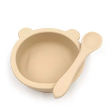 Load image into Gallery viewer, Silicone Suction Baby Feeding Bowl and Spoon Set
