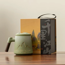 Load image into Gallery viewer, Large Ceramic Tea Cup with Lid and Built-In Filter for Home or Office