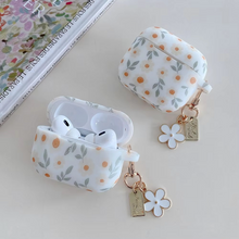 Load image into Gallery viewer, Floral Print Silicone Earphone Case with Keychain for Wireless Earbuds