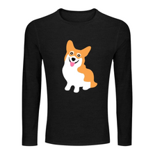 Load image into Gallery viewer, Corgi Smile Long Cotton Graphic T-Shirt for Men