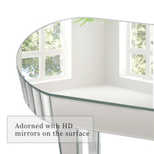 Load image into Gallery viewer, Mirrored Console Table for Home Office, Oval Mirrored Vanity Desk Silver Finish