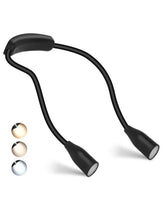 Load image into Gallery viewer, LED Neck Reading Light, USB Rechargeable Flexible Lamp with 3 Light Colors and Continuous Dimming