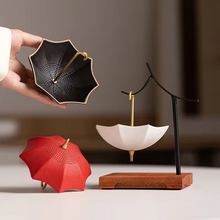 Load image into Gallery viewer, Creative Umbrella Black Porcelain Tea Infuser for Loose Leaf Tea