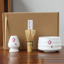 Load image into Gallery viewer, Traditional Matcha Tea Preparation Set, 4 Piece Bamboo Whisk and Bowl Kit