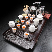 Load image into Gallery viewer, Premium Solid Wood Electric Tea Tray Set
