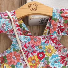 Load image into Gallery viewer, Summer Floral Halter Dress with Ruffled Sleeves and Matching Crossbody Bag for Girls