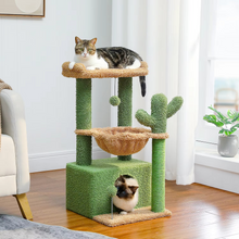 Load image into Gallery viewer, Cactus Cat Tree Tower with Condo, Hammock, Scratching Post and Perch for Indoor Cats