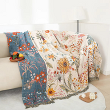 Load image into Gallery viewer, Cotton Gauze Reversible Blanket with Rural Floral Design
