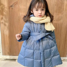 Load image into Gallery viewer, Baby Girl Hooded Winter Coat with Mesh Detail and Slim Waist Design