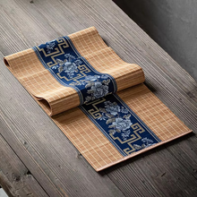 Load image into Gallery viewer, Vintage Embroidered Bamboo Tea Table Runner