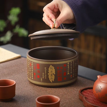 Load image into Gallery viewer, Purple Clay Tea Jar for Loose Leaf Storage