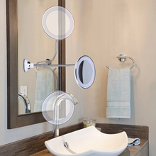 Load image into Gallery viewer, Flexible Gooseneck LED Makeup Mirror with 10X Magnification and 360 Degree Rotating Suction Mount