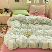 Load image into Gallery viewer, Striped Bedding Set in Korean Style Duvet and Flat Sheet Collection