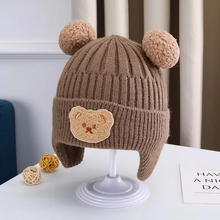 Load image into Gallery viewer, Cozy Baby Knit Hat with Bear Ears for Winter Warmth