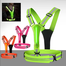 Load image into Gallery viewer, LED Reflective Safety Vest with Adjustable Straps and USB Rechargeable Lights