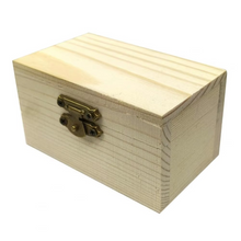 Load image into Gallery viewer, DIY Pine Wood Treasure Chest Box with Hinged Lid and Locking Clasp