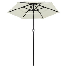 Load image into Gallery viewer, 6.5 ft Sand-Colored 3-Tier Patio Umbrella with Aluminum Pole, Crank and Tilt for Terrace and Garden