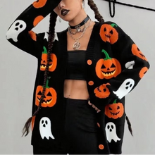 Load image into Gallery viewer, Cozy Pumpkin Knit Sweater for Women Halloween Autumn Long Sleeve Pullover