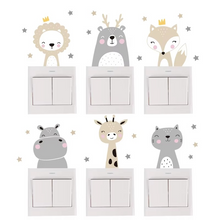 Load image into Gallery viewer, Boho Animal Smile Wall Switch Stickers Set for Kids and Nursery Rooms