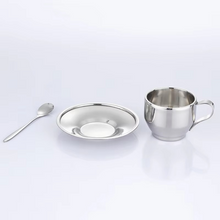 Load image into Gallery viewer, Stainless Steel Double Wall Coffee Cup Set with Plate and Spoon