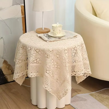 Load image into Gallery viewer, Vintage Crochet Lace Tablecloth with Four‑Leaf Floral Design for Dining and Gathering
