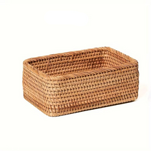Load image into Gallery viewer, Natural Rattan Storage Basket Light Brown Home Organizer for Bathroom Kitchen and Living Room