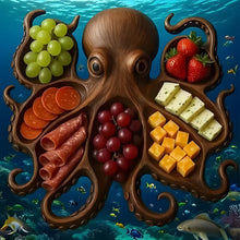 Load image into Gallery viewer, Rustic Handmade Octopus Charcuterie Board, Sustainable Wood Serving Platter