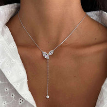 Load image into Gallery viewer, Moissanite Marquise Lariat Necklace with Sterling Silver Tassel and Adjustable Drop, D Color VVS1