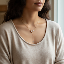 Load image into Gallery viewer, Moissanite Marquise Lariat Necklace with Sterling Silver Tassel and Adjustable Drop, D Color VVS1