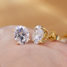Load image into Gallery viewer, Moissanite Stud Earrings Oval Cut with D Color VVS1 Clarity and 925 Sterling Silver