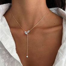 Load image into Gallery viewer, Moissanite Marquise Lariat Necklace with Sterling Silver Tassel and Adjustable Drop, D Color VVS1