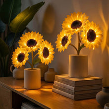 Load image into Gallery viewer, Tall Decorative Sunflower Lamp with Golden Glow and Plug In Charging Cable
