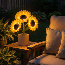 Load image into Gallery viewer, Tall Decorative Sunflower Lamp with Golden Glow and Plug In Charging Cable