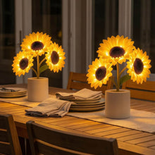 Load image into Gallery viewer, Tall Decorative Sunflower Lamp with Golden Glow and Plug In Charging Cable