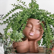 Load image into Gallery viewer, Chic Dual Face Head Planters for Indoor and Outdoor Use