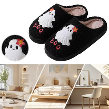 Load image into Gallery viewer, Cozy Halloween Ghost Plush Slippers – Soft Thermal Furry Indoor Slippers with Anti-Slip Sole for Adults