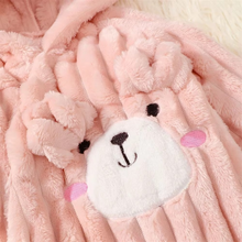 Load image into Gallery viewer, Baby Girl Bodysuit with Scarf Set, 2-Piece Long Sleeve Jumpsuit with Cute Bear Print, Cozy Winter Pajamas