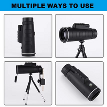 Load image into Gallery viewer, 40x60 HD Monocular Telescope with Smartphone Holder and Tripod for Outdoor and Camping