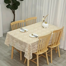 Load image into Gallery viewer, Vintage Crochet Lace Tablecloth with Four‑Leaf Floral Design for Dining and Gathering