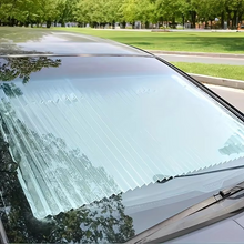 Load image into Gallery viewer, Retractable Car Windshield Sunshade Curtain Set – UV Reflective Front & Rear Auto Visor Cover