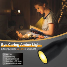 Load image into Gallery viewer, LED Neck Reading Light, USB Rechargeable Flexible Lamp with 3 Light Colors and Continuous Dimming