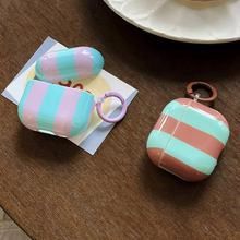 Load image into Gallery viewer, Contrast Color Stripe AirPods Case with Keyring