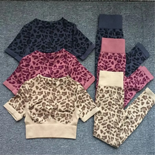 Load image into Gallery viewer, Leopard Print Two Piece Yoga Set with Sports Bra and Leggings