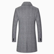 Load image into Gallery viewer, Men's Thickened Cotton-Padded Plaid Wool Coat, Mid-Length Slim Fit Lapel Windbreaker