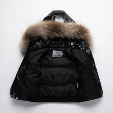 Load image into Gallery viewer, Kids Waterproof Down Parka with Real Fur Hood, Shiny Thick Winter Coat for Girls and Boys 1–8 Years