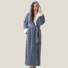 Load image into Gallery viewer, Jacquard Hooded Plush Warm Bathrobe, Soft Fleece Robe for Cozy Comfort
