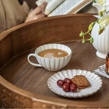 Load image into Gallery viewer, Flower Shaped Ceramic Cup and Saucer Set for Coffee, Tea, or Milk
