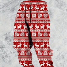 Load image into Gallery viewer, Men's Christmas Pants Santa Reindeer and Tree Print Red and White Holiday Trousers