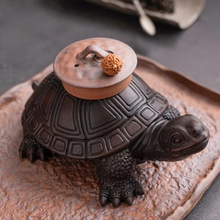 Load image into Gallery viewer, Purple Clay Turtle Tea Pet and Filter for Tea Ceremony