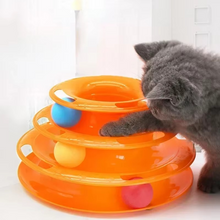 Load image into Gallery viewer, Interactive Cat Tower Toy with Roller Balls, Multi-Level Puzzle Track for Kittens and Cats